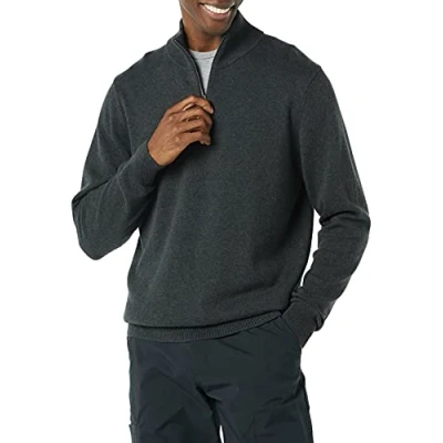 Immagine di Amazon Essentials Maglione con Cerniera sul Collo in Cotone 100% Uomo, Carbone Puntinato, S