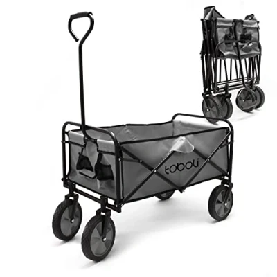 Immagine di Toboli Carretto a mano pieghevole, max 100 kg, tessuto impermeabile grigio, Carrello spiaggia