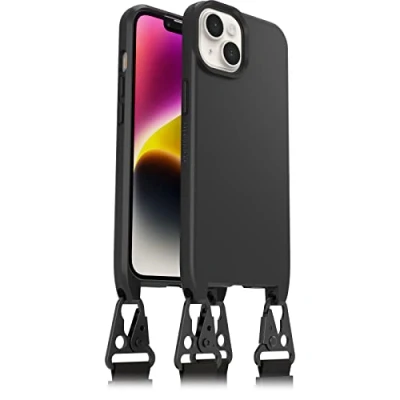 Immagine di Otterbox Cover React Lanyard con MagSafe per iPhone 14, Custodia sottile, antishock cordino a collana, adattabile e intercambiabile, testata norme MIL STD 810G, Nero Senza Retail Package