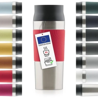 Immagine di Blumtal Tazza Termica da Viaggio Travel Mug con Chiusura Ermetica Caffe Coperchio Bicchiere Termico Bevande Calde 4 Ore e Fredde 8 Rosso 350 ml