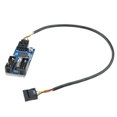 Immagine di Adattatore connettore 9P per cavo sdoppiatore di estensione maschio da 1 a 2 pin USB Header 9