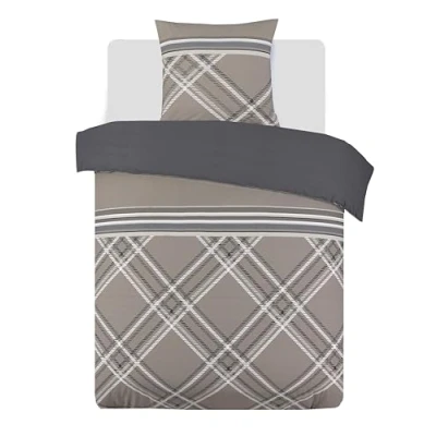 Immagine di Vision Set copripiumino reversibile William 140 x 200 cm con 1 federa per cuscino letto singolo 100% cotone