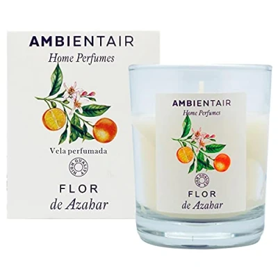Immagine di Ambientair Home Profumo. candela profumata fiore d&#039;arancio, fragranza fiori per casa, aromaterapia, in vetro interni. Durata 30 ore (VV001AZAP)