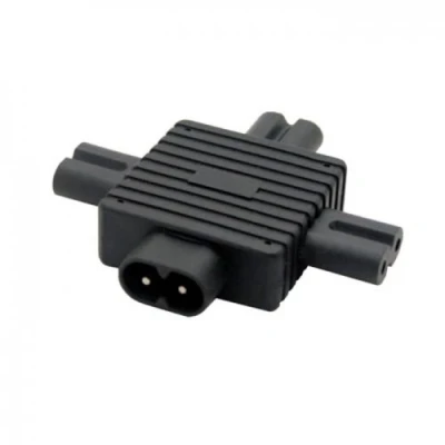Immagine di IEC 320 figura 8 C8 maschio a 3 x femmina per alimentatore 1 in adattatore splitter C7 out Cablecc