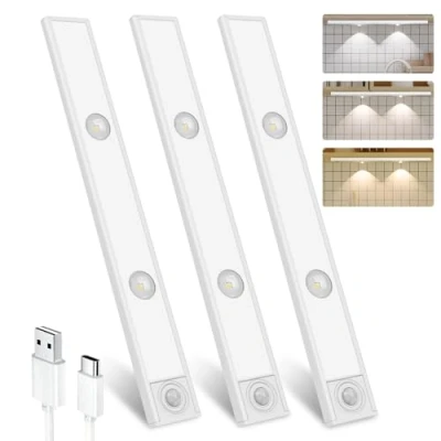 Immagine di Luci da cucina 30 cm, 3 modalità, con sensore di movimento 2000 mAh, dimmerabile, temperature colore, per cucina, scale, corridoio
