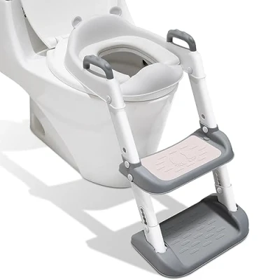 Immagine di Adoraland Riduttore WC Bambini Scaletta, con Scaletta Sedile del Water Seggiolino per Pedana Antiscivolo Anti Spruzzo