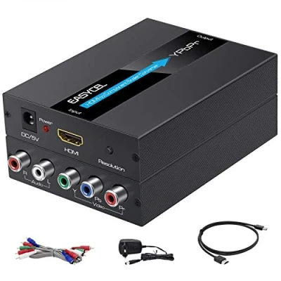 Immagine di EASYCEL Convertitore da HDMI a Component (YPbPr/RGB/5RCA) con funzione scaler, alluminio), ingresso componente uscita (con cavo e Component)