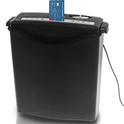 Immagine di Shally Dogan Distruggi Documenti, Trita Carta Fogli A4 e Carte di Credito, Distruggidocumenti con Contenitore Raccolta 7 Litri, Ideale per Casa Ufficio