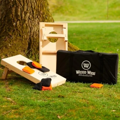 Immagine di Cornhole Set ufficiale 90 x 60 cm, Red Zone, 2 tavole, 4 tasche, custodia protettiva (60 30 mini set)