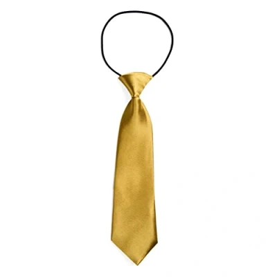 Immagine di DonDon Cravatta da bambino ragazzo effetto seta lucida 7,0 cm di larghezza con elastico oro
