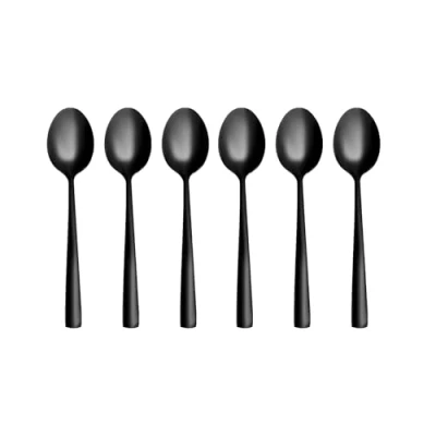 Immagine di Otto Koning Set 6 Pezzi Cucchiaini da Dolce in Acciaio Inox Caffè Neri, Posate Nere, Design Moderno, Lavabili Lavastoviglie, 15.3cm, Resistenti e Lucidi a Specchio