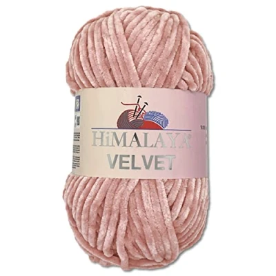 Immagine di Wohnkult Himalaya Gomitolo di lana Velvet Dolphin, soffice ciniglia, 100 g, per accessori, indumenti e coperte, 40 colori a scelta (90049 rosa antico)