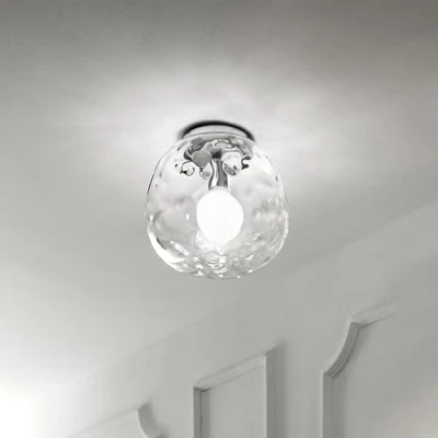 Immagine di PERENZ Lampada da Soffitto con stuttura Cromo lucido Plafoniera Diffusore in Vetro trasparente diametro 30 cm Lampadina 1xE27 max. 60W non inclusa