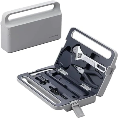 Immagine di HOTO Cassetta Attrezzi Completa con Professional Avvitatore a Batteria, Set Lavoro per DIY Cacciavite Magnetico Elettrico, Chiave Inglese, Martello, Nastro Misura, Pinze la casa