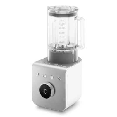Immagine di Smeg, Frullatore ad Alte Prestazioni BLC01WHMEU, con Accessori Inclusi e Funzione Pulse, 5 Programmi Preimpostati, 9 Livelli di Velocità, 2 Modalità, Caraffa Rimovibile, Potenza 1400W, Bianco