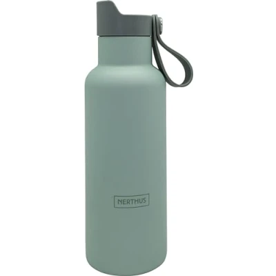 Immagine di NERTHUS FIH 1265 Bottiglia Sport CLICK &amp; DRINK! a Doppia Parete da 500 ml con Tappo Scatto, Idratazione e Stile in un Design Premium Kaki