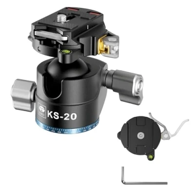 Immagine di SIRUI Testa a Sfera per Treppiede, Basso Profilo KS 20 da 33mm, Panoramica 360 in Alluminio Fotocamera DSLR, Videocamera, Monopiede, Carico Massimo 18kg