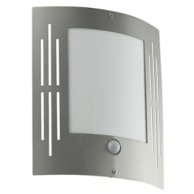 Immagine di Eglo City Lampada da Parete, per Esterni, 1x 15 W, Attacco E27 Lampadina Non Inclusa, IP33. 24 x 27 cm, in Acciaio Inox e Plastica Bianca