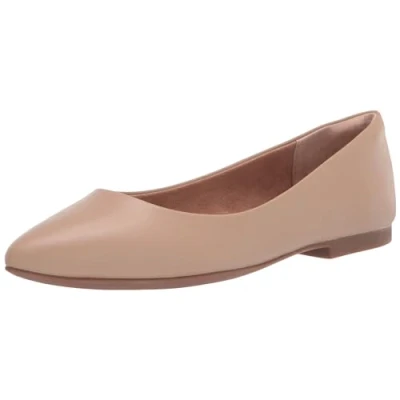 Immagine di Amazon Essentials Ballerine Basse a Punta Donna, Beige Finta Pelle, 38.5 EU