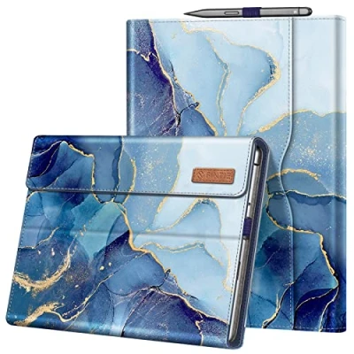 Immagine di FINTIE Custodia per Microsoft Surface Pro 8 13 Pollici 2021 [Multi angli] Portfolio Business Cover con Tasca e Stylus Holder, Compatibile Tastiera Type, Ocean Marble