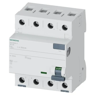 Immagine di Siemens 5SV Interruttore differenziale clase ac 4 poli 63 A 300 mA 70 mm