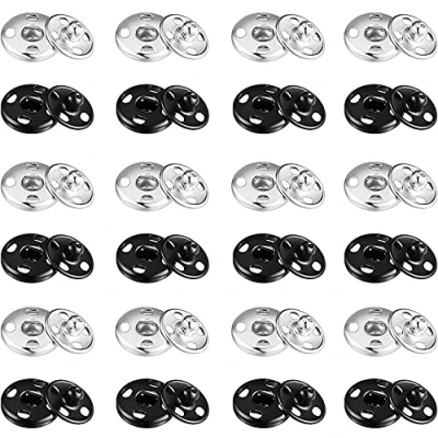 Immagine di 32 Paia Bottoni Automatici da Cucire, Metallici a Pressione Metallo in Argento Nero per Borsa Abiti Forniture Cucito Artigianato (15 mm)