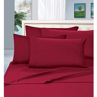 Immagine di Elegant Comfort 1500 Thread Count Egyptian Quality 6 Piece Wrinkle Free And Fade Resistant Luxurious Bed Sheet Set, Queen, Bordeaux