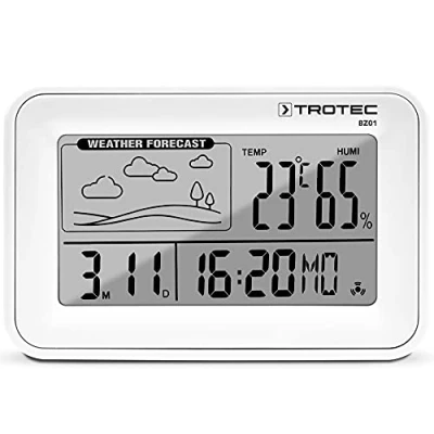 Immagine di TROTEC sveglia digitale con stazione meteorologica BZ01 termometro compatto orologio 4 in 1 ora data temperatura ambiente umidità tendenza meteo campo di misurazione da 10C a 50C/da 20% 99%