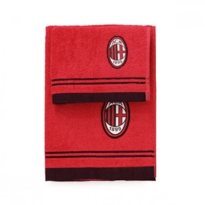 Immagine di SET SPUGNA COPPIA 2 PEZZI 1+1 OSPITE 40 x 60 + ASCIUGAMANO 100 MILAN ASCIUGAMANI 100% DI PURO COTONE ROSSO NERO