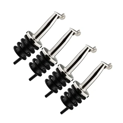 Immagine di Westmark 4 Beccucci per Bottiglie di Liquori e Olio, Metallo/Acciaio Inossidabile, Tappi in Plastica, Inox Gastro, Argento, 468222E3