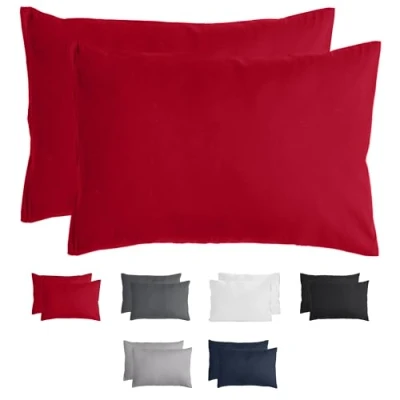 Immagine di Komfortec Set di 2 federe 50 x 70 cm, in microfibra spazzolata, con chiusura lampo, traspiranti e morbide, colore rosso
