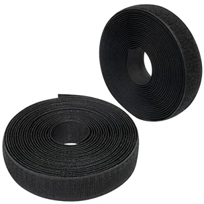 Immagine di Aerzetix C65927 Nastro/rotolo di scratch 25mm 5 metri auto aggrappante organizer/fermacavo striscia aggancio sacchetto indumento cinghia colore: nero in poliammide e poliestere