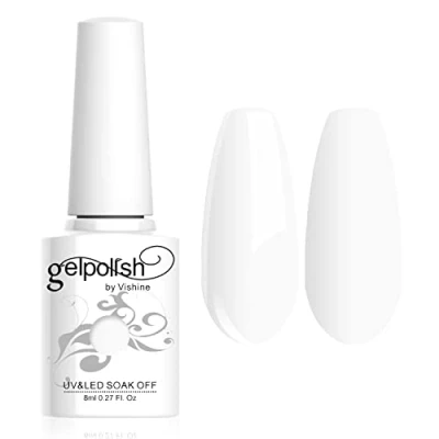 Immagine di Vishine Smalto Semipermente per Unghie in Gel UV LED Smalti Bianca Colori Soak Off Manicure e Pedicure 8ml 1pzs #020