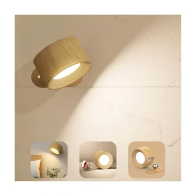 Immagine di Feallive Lampada da parete per interni, dimmerabile, con batteria, 1 pezzo, a LED, controllo touch, 3 livelli di luminosità, modalità colore, girevole 360, soggiorno, camera letto