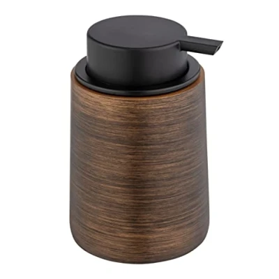 Immagine di WENKO Dispenser per Sapone Palena a Pompa Ricaricabile in plastica poliresina di Alta qualità con Testa Larga Max. 250 ml Liquido o detersivo Piatti, 10 x 14 8,5 cm, Bronzo