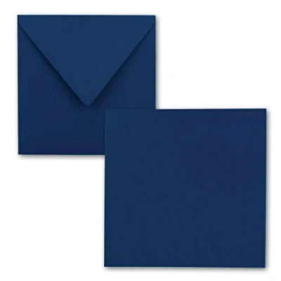 Immagine di Set di biglietti bianchi quadrati, 15 x cm con buste, per auguri, inviti e molto altro, della serie FarbenFroh® by GUSTAV NEUSER® 25 Sets 17 blu scuro.
