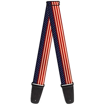 Immagine di Buckle Down GS W30135 Tracolla per chitarra, motivo bandiera americana, multicolore, larghezza 5,1 cm, lunghezza 73,66 137,2 cm