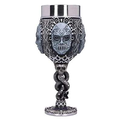 Immagine di Nemesis Now Death Mask Collectable Goblet Harry Potter Morte Eater Maschera Voldemort Collezionabile Calice, Resina, Nero Argento, 19.5cm