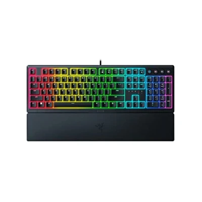 Immagine di Razer Ornata V3 Tastiera da gioco a basso profilo (interruttore ibrido membrana mecha, copritasti rivestiti UV, poggiapolsi magnetico soft touch, RGB Chroma), layout UK, nero