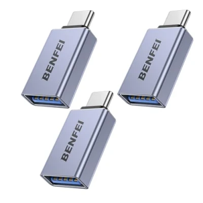 Immagine di BENFEI adattatore USB C a 3.0 3 Confezioni, OTG Tipo 3.1/3.0/2.0 [Compatibile Thunderbolt 3/4] per iPhone 15 Pro/Max MacBook Pro/Air 2023 iPad Pro iMac S23, Grigio