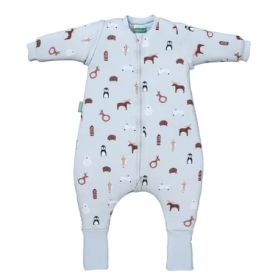 Immagine di molis&amp;co Sacco Nanna con piedini, maniche staccabili e calzini invernale per Bambini Sacchi 2.5 tog piedini 100% Cotone (Oeko TEX 100) Winter Animals (1 anno)