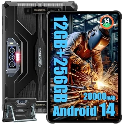Immagine di OUKITEL RT8 Rugged Tablet 11 Pollici FHD+, 20000mAh Batteria, Processore Helio G99, 12GB+256GB (TF 1TB) Robust, 48MP+32MP Camera Android 13 Tablet, IP68/IP69K Impermeabile OTG/GPS/NFC/Nero