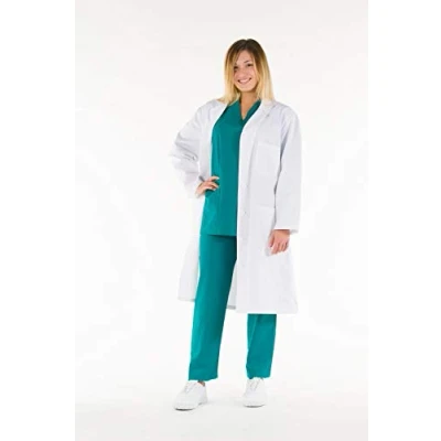 Immagine di Gima Camice Bianco da Donna, 100% Cotone Alta Qualità, con Bottoni, Taglia EU 46, Linea Professionale, per Medici e Studenti