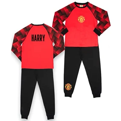 Immagine di Manchester United F.C Pigiama Personalizzato per Bambini Rosso a Maniche Lunghe 100% Cotone Merce Ufficiale 11/12 Anni
