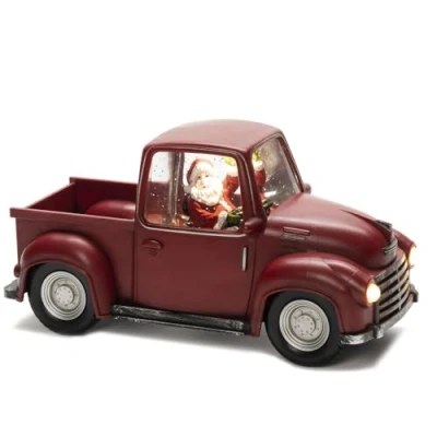 Immagine di Konstsmide Decorazioni natalizie LED Snow Globe Lanterna Babbo Natale in un pick up camion/interno, timer 5 ore/funzionamento a batteria: 3 x AA 1,5 V (escl.)/lanterna natalizia 1 diodo bianco caldo