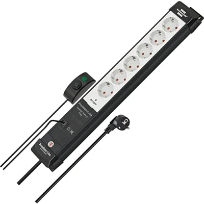 Immagine di Brennenstuhl 1951560102 Multipresa con interruttore 6 scomparti Nero/Bianco 1 pz.