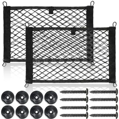 Immagine di Rete Portaoggetti Auto, 2 Pezzi Elastica Bagagliaio Auto 40 x 25 cm, universale, per roulotte, camion, furgoni