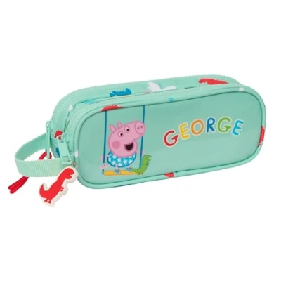 Immagine di Safta George astuccio doppio per bambini, ideale bambini in età scolastica, comodo e versatile, qualità resistenza, 21 x 6 8 cm, colore verde menta,