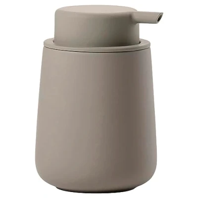 Immagine di Zone Denmark Nova One Dispenser di sapone liquido in ceramica per bagno, diametro 8 cm, altezza 11,5 capacità 250 ml, colore: tortora