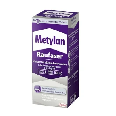 Immagine di Metylan MRP15 Colla per carta da parati ruvida, forte a fibra grezza, con elevata forza adesiva iniziale, resistente e correbile, metilcellulosa, 1 x 360 g